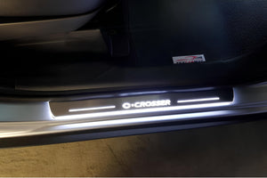 Illuminated LED Door Sill Tread Plates Citroen C-Crosser 2007-2012 With C-Crosser Logo Citroen Led Door Sills opdesign