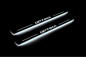 Illuminated LED Door Sill Tread Plates KIA Optima IV 2015-2019 With Optima Logo KIA Led Door Sills opdesign