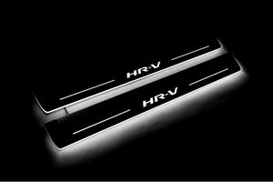 Illuminated LED Door Sill Tread Plates Honda HR-V II 2013-2022 With HR-V Logo Honda Led Door Sills opdesign