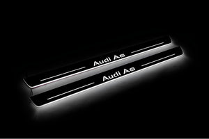 Illuminated LED Door Sill Tread Plates Audi A6 C7 2011-2018 With Audi A6 Logo Audi Led Door Sills decoinfabric