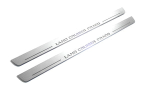 Illuminated LED Door Sill Tread Plates Toyota Prado 120 2002-2009 With Land Cruiser Prado Logo (type 1) Toyota Led Door Sills opdesign