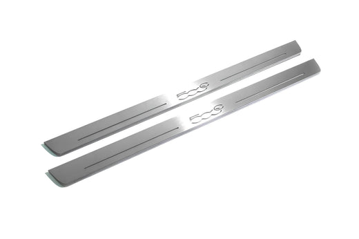 Fiat 500C Convertible 312 2009–2024 — Stainless Steel LED Door Sills — 500C Logo