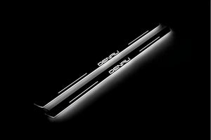 Illuminated LED Door Sill Tread Plates GMC Terrain II 2018+ With DENALI Logo GMC Led Door Sills opdesign