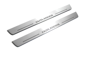 Illuminated LED Door Sill Tread Plates Mitsubishi Outlander II 2007-2012 With Outlander Logo Mitsubishi Led Door Sills opdesign