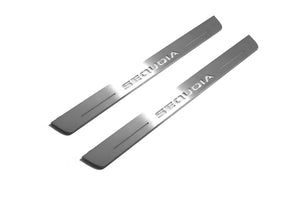 Illuminated LED Door Sill Tread Plates Toyota Sequoia II 2008-2022 With Sequoia Logo Toyota Led Door Sills opdesign