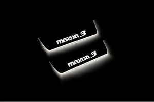 Illuminated LED Door Sill Tread Plates Mazda 3 II 2009-2013 With Mazda 3 Logo Mazda Led Door Sills opdesign
