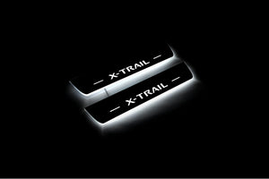 Illuminated LED Door Sill Tread Plates Nissan X-Trail T32 2014+ With X-Trail Logo Nissan Led Door Sills opdesign