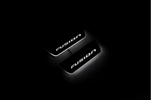 Illuminated LED Door Sill Tread Plates Ford Fusion II 2012-2020 With Fusion Logo Ford Led Door Sills opdesign