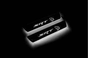 Illuminated LED Door Sill Tread Plates Chrysler 300C II 2011+ With SRT Logo Chrysler Led Door Sills opdesign
