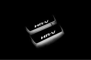 Illuminated LED Door Sill Tread Plates Honda HR-V II 2013-2022 With HR-V Logo Honda Led Door Sills opdesign