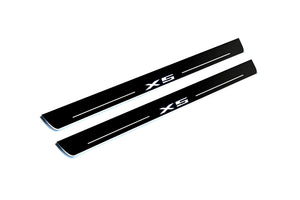 Illuminated LED Door Sill Tread Plates BMW X5 E70 2006-2013 With X5 Logo BMW Led Door Sills opdesign