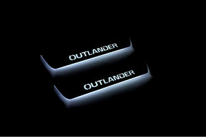 Illuminated LED Door Sill Tread Plates Mitsubishi Outlander III 2012-2021 With Outlander Logo Mitsubishi Led Door Sills opdesign