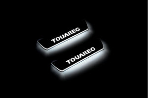 Illuminated LED Door Sill Tread Plates Volkswagen Touareg II 2010-2018 With Touareg Logo Volkswagen Led Door Sills opdesign