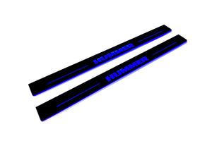 Illuminated LED Door Sill Tread Plates Hummer H2 2002-2009 With Hummer Logo Hummer Led Door Sills opdesign