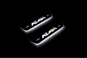 Illuminated LED Door Sill Tread Plates Ford Kuga II 2013-2020 With Kuga Logo Ford Led Door Sills opdesign
