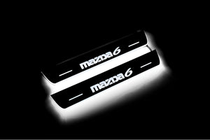 Illuminated LED Door Sill Tread Plates Mazda 6 II 2008-2012 With Mazda 6 Logo Mazda Led Door Sills opdesign