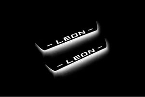 Illuminated LED Door Sill Tread Plates Seat Leon III 2013-2020 With Leon Logo Seat Led Door Sills opdesign