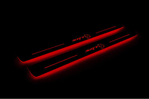 Illuminated LED Door Sill Tread Plates Chrysler 300C II 2011-2023 With SRT HELLCAT Logo Chrysler Led Door Sills decoinfabric