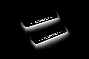 Illuminated LED Door Sill Tread Plates KIA Ceed II 2012-2018 With Cee`d Logo KIA Led Door Sills opdesign