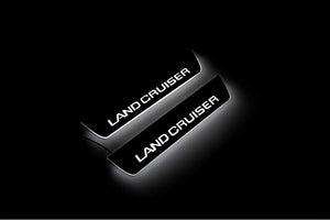 Illuminated LED Door Sill Tread Plates Toyota Prado 250 2023+ With Land Cruiser Logo Toyota Led Door Sills opdesign