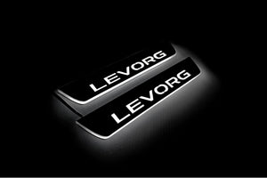 Illuminated LED Door Sill Tread Plates Subaru Levorg I 2014-2020 With Levorg Logo Subaru Led Door Sills opdesign