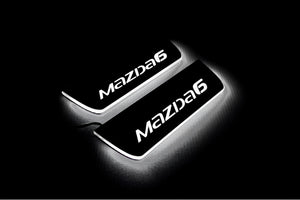 Illuminated LED Door Sill Tread Plates Mazda 6 III 2012-2024 With Mazda 6 Logo Mazda Led Door Sills opdesign
