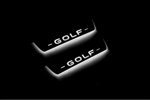 Illuminated LED Door Sill Tread Plates Volkswagen Golf VIII 2020+ With Golf Logo Volkswagen Led Door Sills opdesign