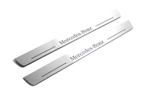 Mercedes CLA-Class II W118 2019+ LED Door Sills Illuminated Scuff Mercedes-Benz Logo Stainless Steel Entry Guards Door Sills