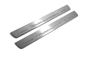 Illuminated LED Door Sill Tread Plates Jeep Grand Cherokee IV 2010-2021 With TrackHawk Logo Jeep Led Door Sills opdesign