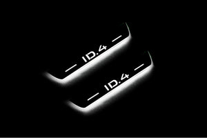 Illuminated LED Door Sill Tread Plates Volkswagen ID.4 2020+ With ID.4 Logo Volkswagen Led Door Sills opdesign
