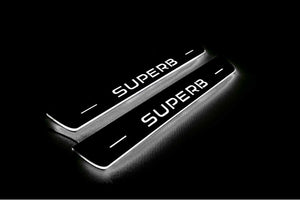 Skoda SuperB III 2015-2023 LED Door Sills Illuminated Scuff SuperB Logo Stainless Steel Entry Guards Door Sills Decoin