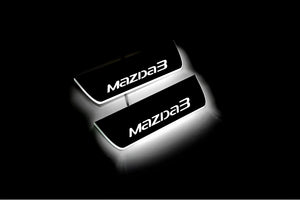 Illuminated LED Door Sill Tread Plates Mazda 3 III 2013-2019 With Mazda 3 Logo Mazda Led Door Sills opdesign