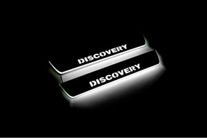 Illuminated LED Door Sill Tread Plates Land Rover Discovery IV 2009-2016 With Discovery Logo Land Rover Led Door Sills opdesign