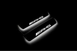 Illuminated LED Door Sill Tread Plates Mercedes E W211 2002-2009 With AMG Logo Mercedes Led Door Sills opdesign