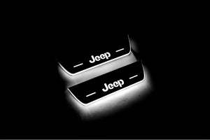 Illuminated LED Door Sill Tread Plates Jeep Compass II 2016+ With Compass Logo Jeep Led Door Sills opdesign