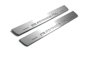 Illuminated LED Door Sill Tread Plates Dodge Durango III 2011+ With Durango R/T Logo Dodge Led Door Sills opdesign