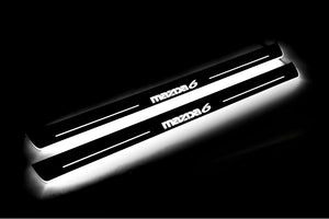 Illuminated LED Door Sill Tread Plates Mazda 6 II 2008-2012 With Mazda 6 Logo Mazda Led Door Sills opdesign