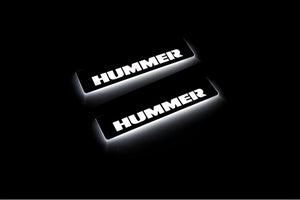 Illuminated LED Door Sill Tread Plates Hummer H2 2002-2009 With Hummer Logo Hummer Led Door Sills opdesign