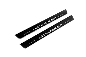 Illuminated LED Door Sill Tread Plates Toyota Highlander IV 2019+ With Highlander Logo Toyota Led Door Sills opdesign