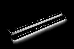 Illuminated LED Door Sill Tread Plates Volkswagen T-Roc 2017+ With T-Roc Logo Volkswagen Led Door Sills opdesign