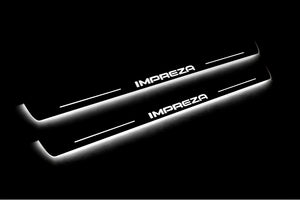 Illuminated LED Door Sill Tread Plates Subaru Impreza III 2007-2014 With Impreza Logo Subaru Led Door Sills opdesign