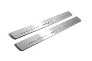 Illuminated LED Door Sill Tread Plates Jeep Grand Cherokee IV 2010-2021 With SRT Logo Jeep Led Door Sills opdesign