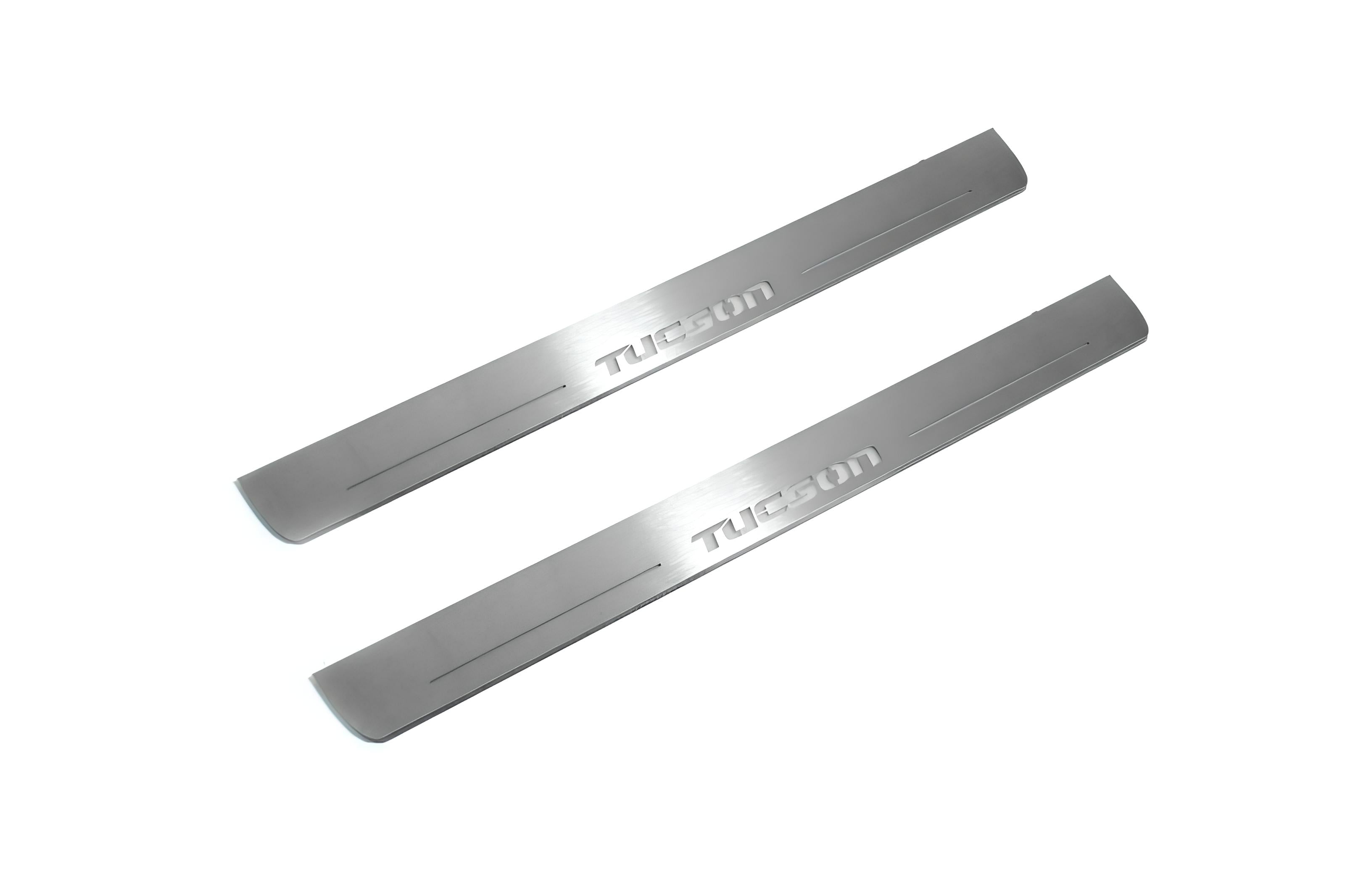 Illuminated LED Door Sill Tread Plates Hyundai Tucson I 2004-2015 With Tucson Logo Hyundai Led Door Sills opdesign