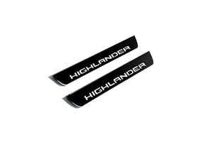 Illuminated LED Door Sill Tread Plates Toyota Highlander IV 2019+ With Highlander Logo Toyota Led Door Sills opdesign