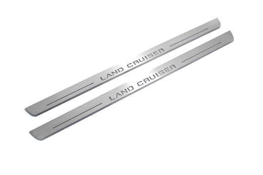 Toyota Land Cruiser J200 2007–2021 — Stainless Steel LED Door Sills — Land Cruiser Logo