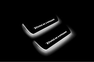 Illuminated LED Door Sill Tread Plates Jeep Grand Cherokee IV 2010-2021 With TrackHawk Logo Jeep Led Door Sills opdesign