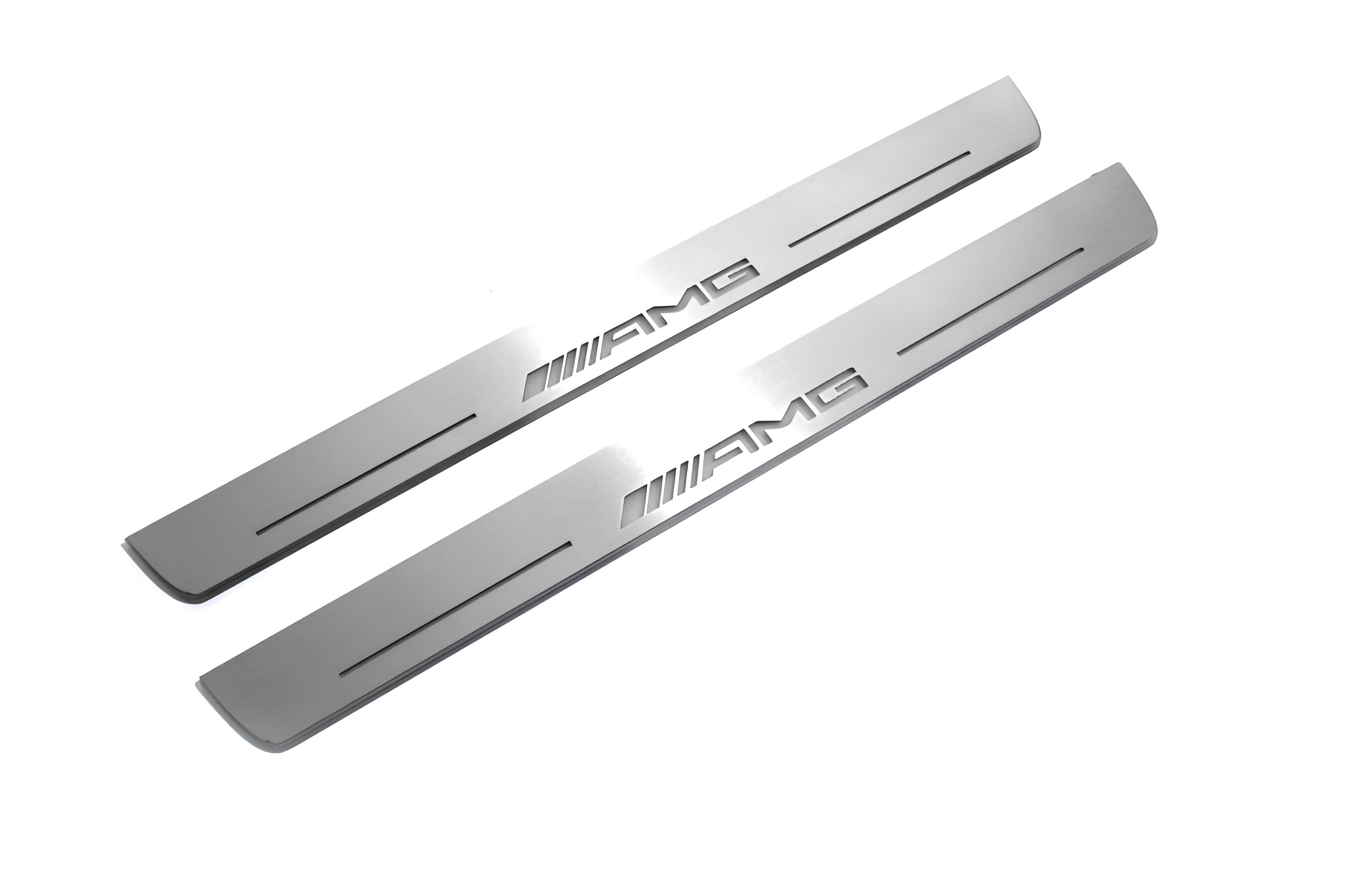 Illuminated LED Door Sill Tread Plates Mercedes ML W166 2011-2015 With AMG Logo Mercedes Led Door Sills opdesign