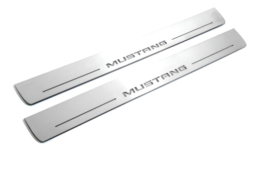 Ford Mustang VI S550 2015–2023 — Stainless Steel LED Door Sills — Mustang Logo