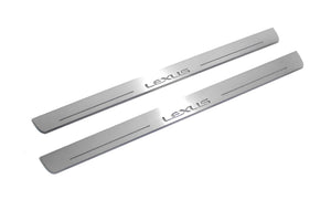 Illuminated LED Door Sill Tread Plates Lexus IS III 2013-2020 With Lexus Logo Lexus Led Door Sills opdesign
