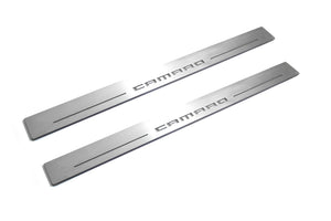 Illuminated LED Door Sill Tread Plates Chevrolet Camaro VI 2016-2024 With Camaro Logo Chevrolet Led Door Sills opdesign